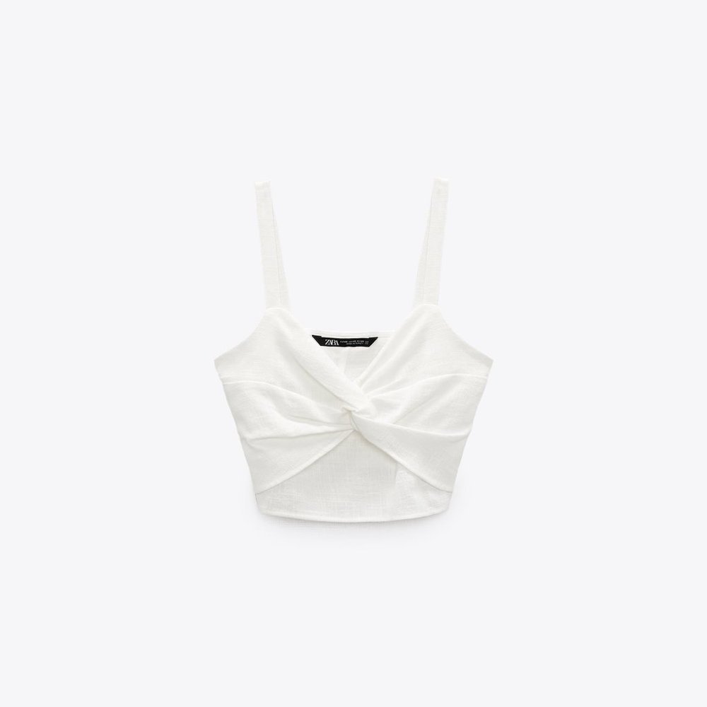 Zara | Knotted Cropped Top with V-necklace and Straps